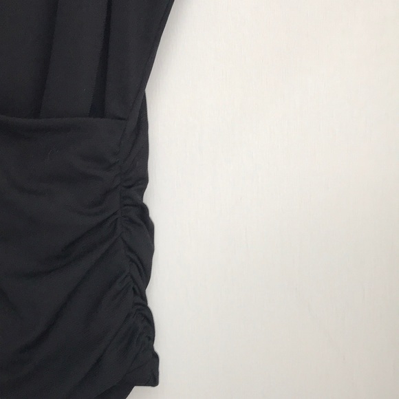 Anne Klein Black Faux Wrap Blouse Flower Appliqué - Picture 4 of 8